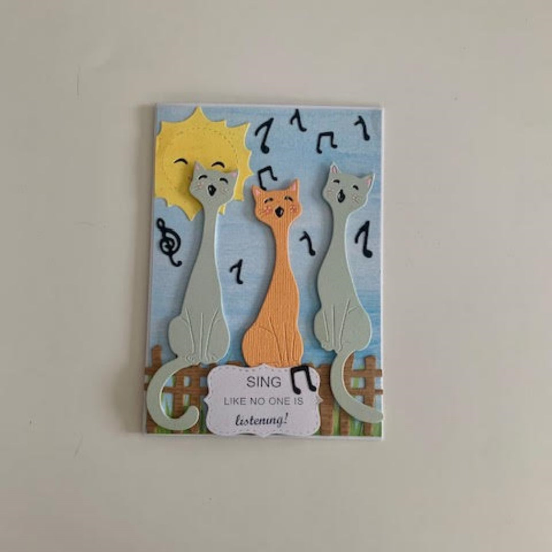 Kokorosa Metal Cutting Dies with Three Singing Cats and Fence