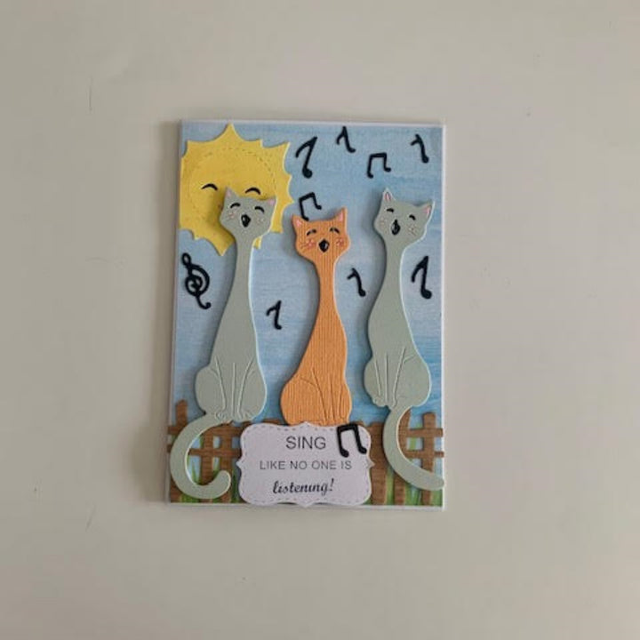 Kokorosa Metal Cutting Dies with Three Singing Cats and Fence
