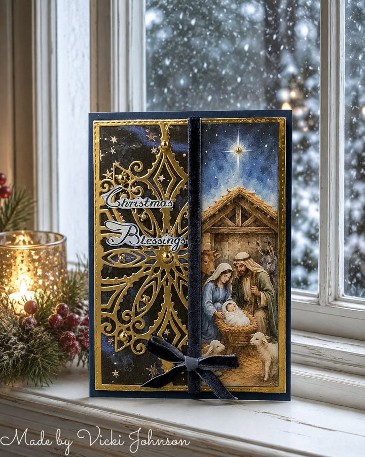 Kokorosa Metal Cutting Dies with Snowflake Background Board
