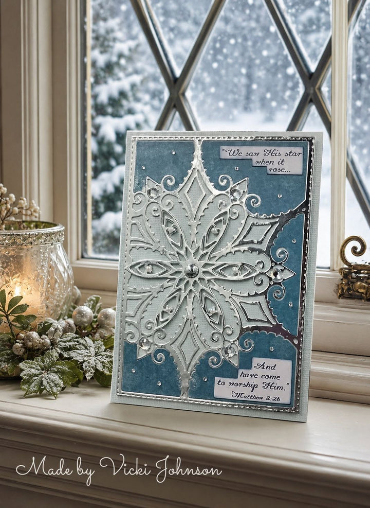 Kokorosa Metal Cutting Dies with Snowflake Background Board
