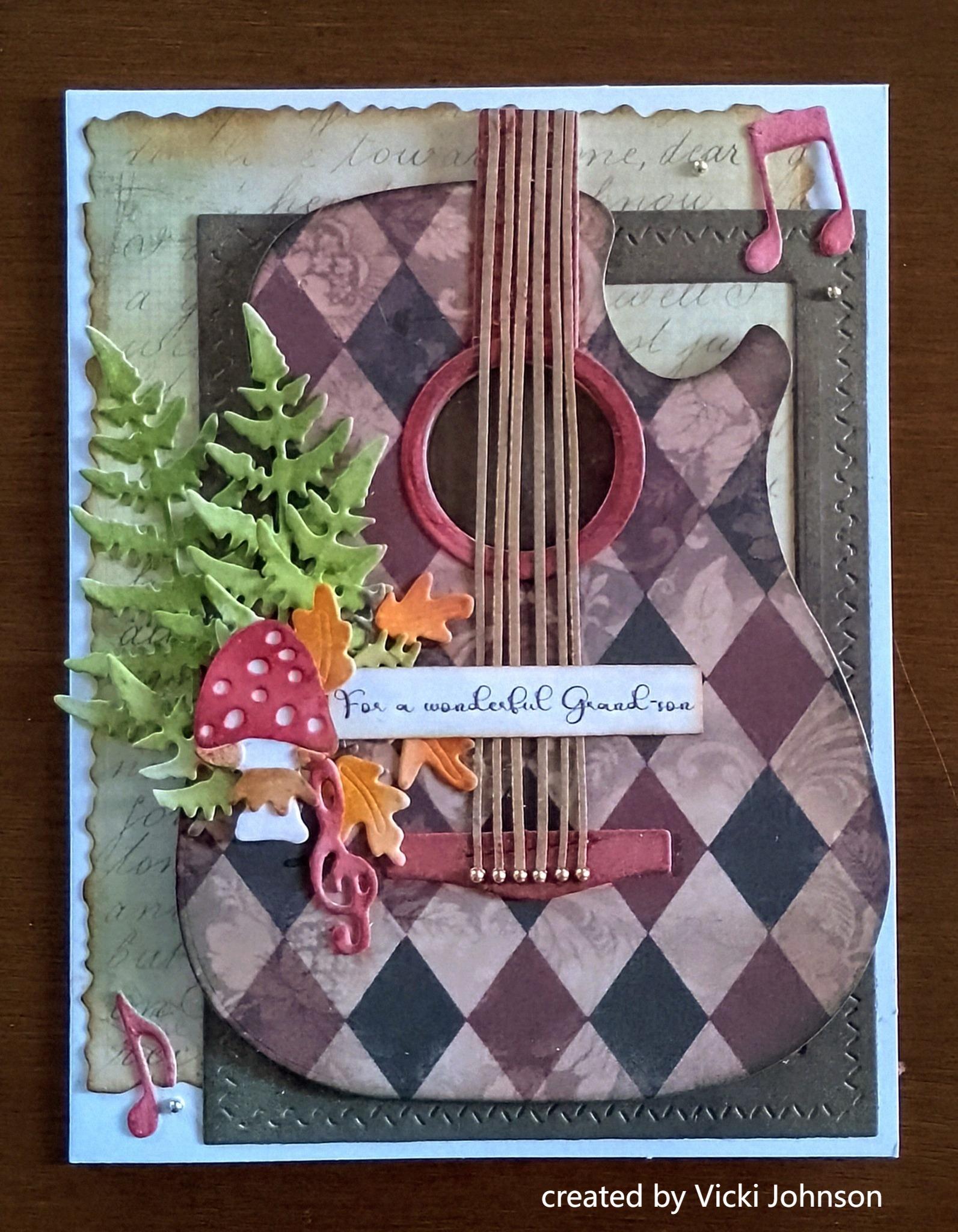 Metal Cutting Dies With Guitar Background Board For Card Making