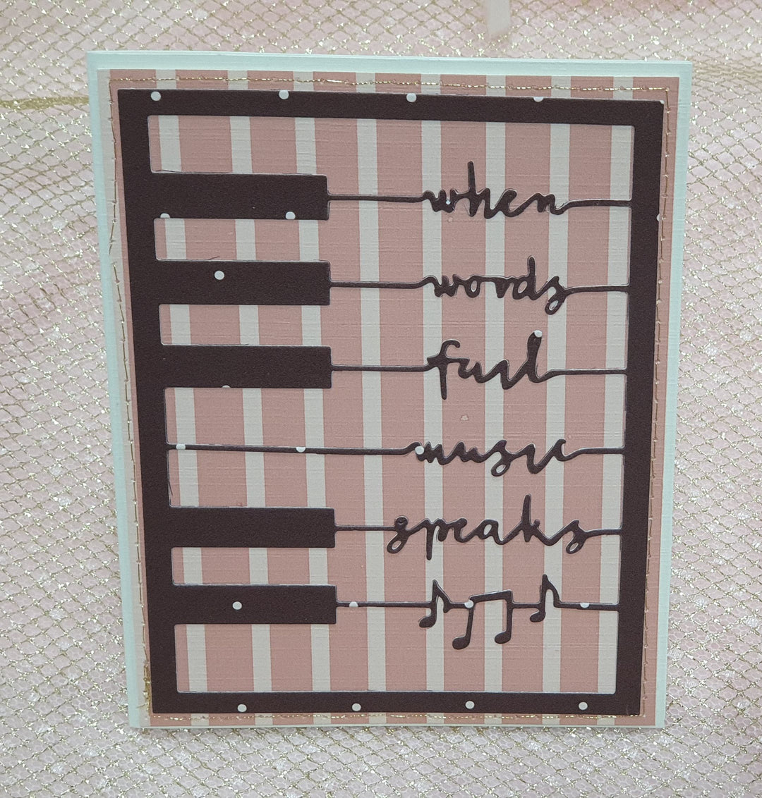 Kokorosa Metal Cutting Dies with Piano Background Board & "when words fail music speaks" Word
