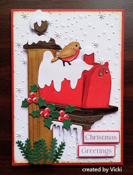 Kokorosa Metal Cutting Dies with Bird and Snow Covered Mailbox