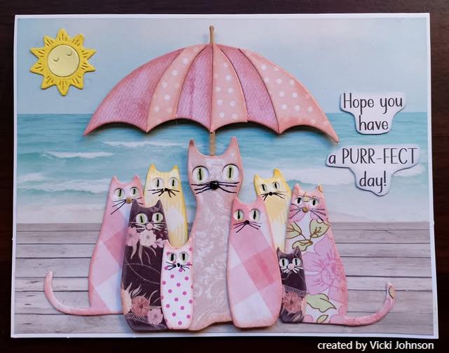 Kokorosa Metal Cutting Dies with Cats Under Umbrella