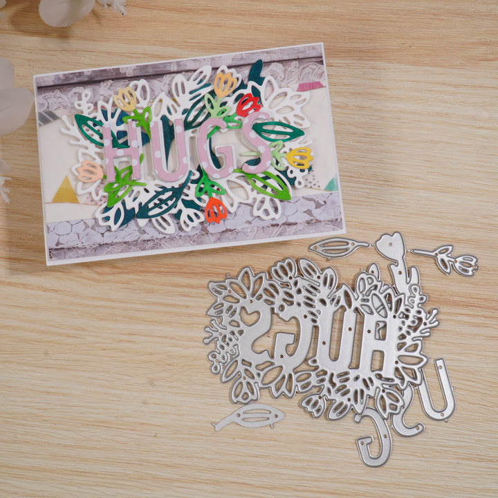 Kokorosa Metal Cutting Dies with Flower and HUGS Word