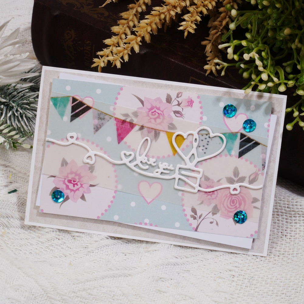 Kokorosa Metal Cutting Dies with Love you Heart Ribbon