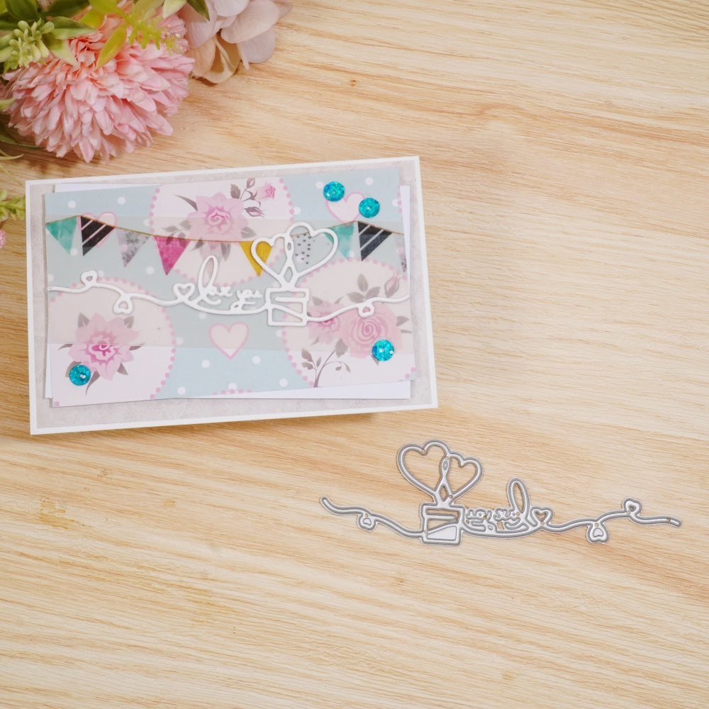 Kokorosa Metal Cutting Dies with Love you Heart Ribbon