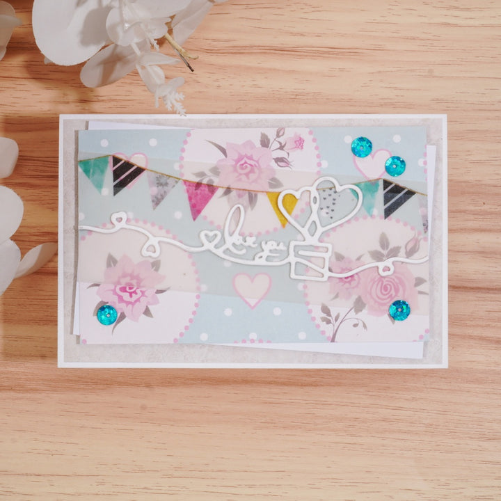 Kokorosa Metal Cutting Dies with Love you Heart Ribbon