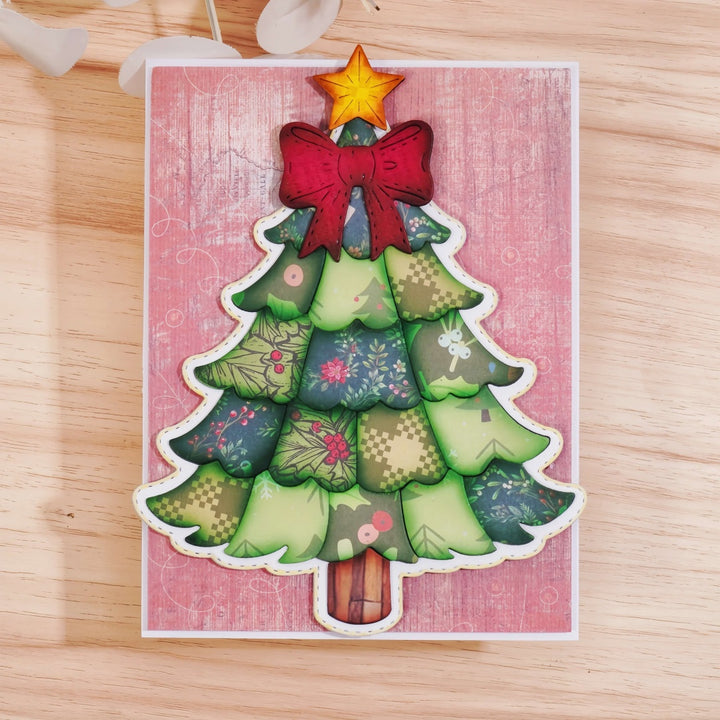 Kokorosa Metal Cutting Dies with Bow Christmas Tree