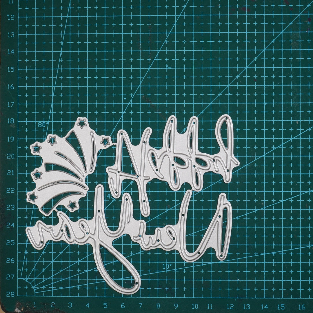 Kokorosa Metal Cutting Dies with Happy New Year Word and Stars