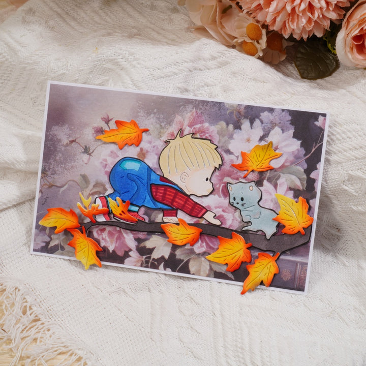 Kokorosa Metal Cutting Dies with Boy and Cat on the Branch