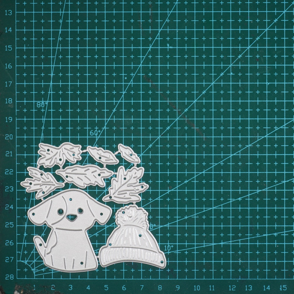 Kokorosa Metal Cutting Dies with Dog with Hat in Leaves