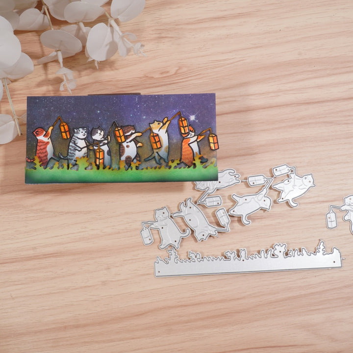 Kokorosa Metal Cutting Dies with Cats Carrying Lanterns