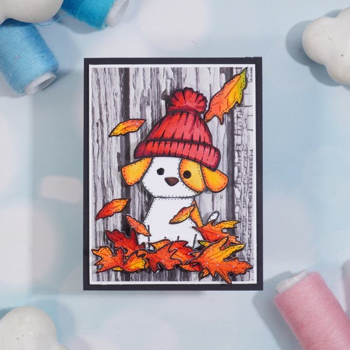 Kokorosa Metal Cutting Dies with Dog with Hat in Leaves