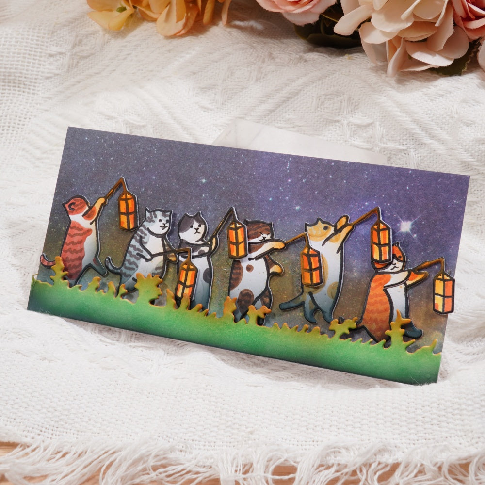 Kokorosa Metal Cutting Dies with Cats Carrying Lanterns