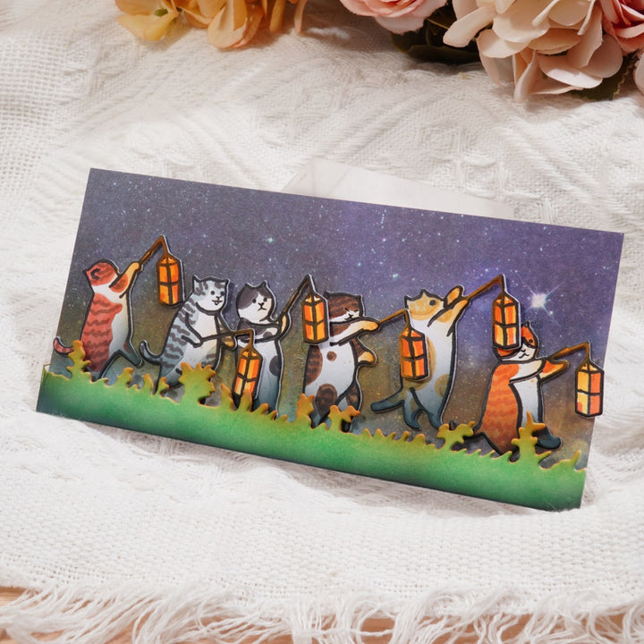 Kokorosa Metal Cutting Dies with Cats Carrying Lanterns