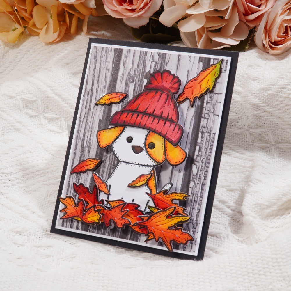 Kokorosa Metal Cutting Dies with Dog with Hat in Leaves