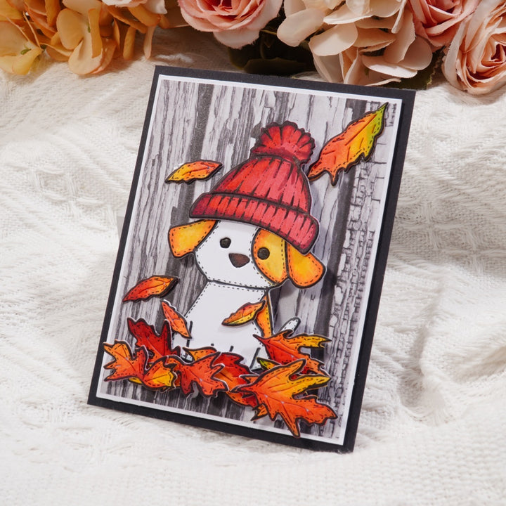 Kokorosa Metal Cutting Dies with Dog with Hat in Leaves