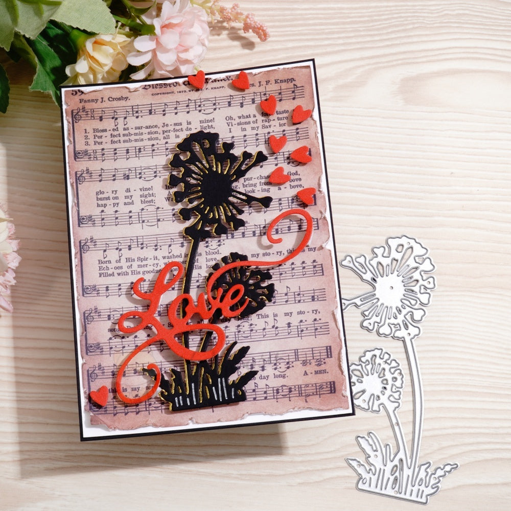 Kokorosa Metal Cutting Dies with Dandelion and Love Word