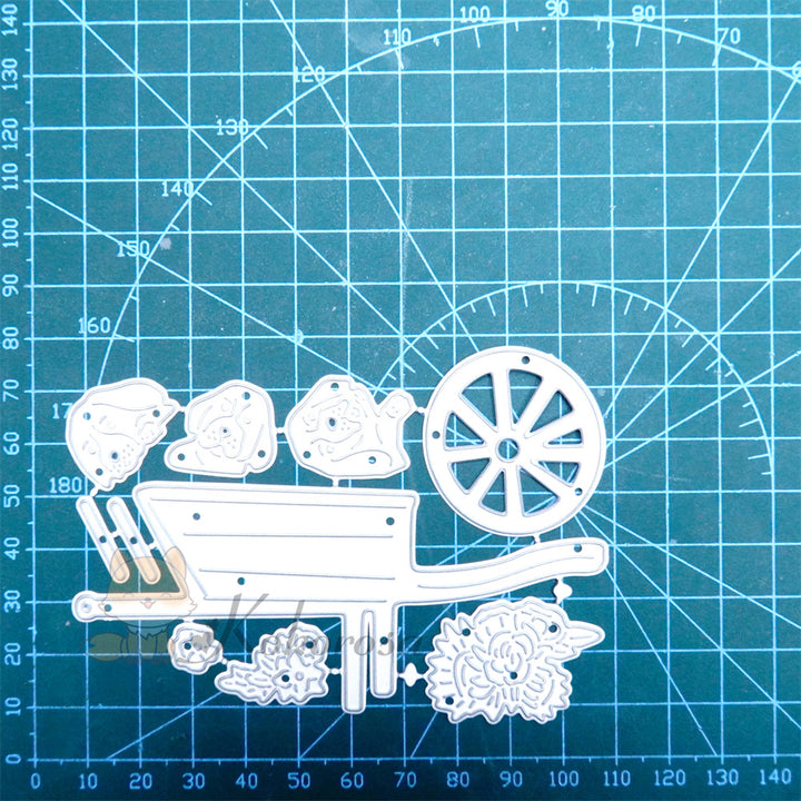 Kokorosa Metal Cutting Dies with Dogs in the Flowers Cart