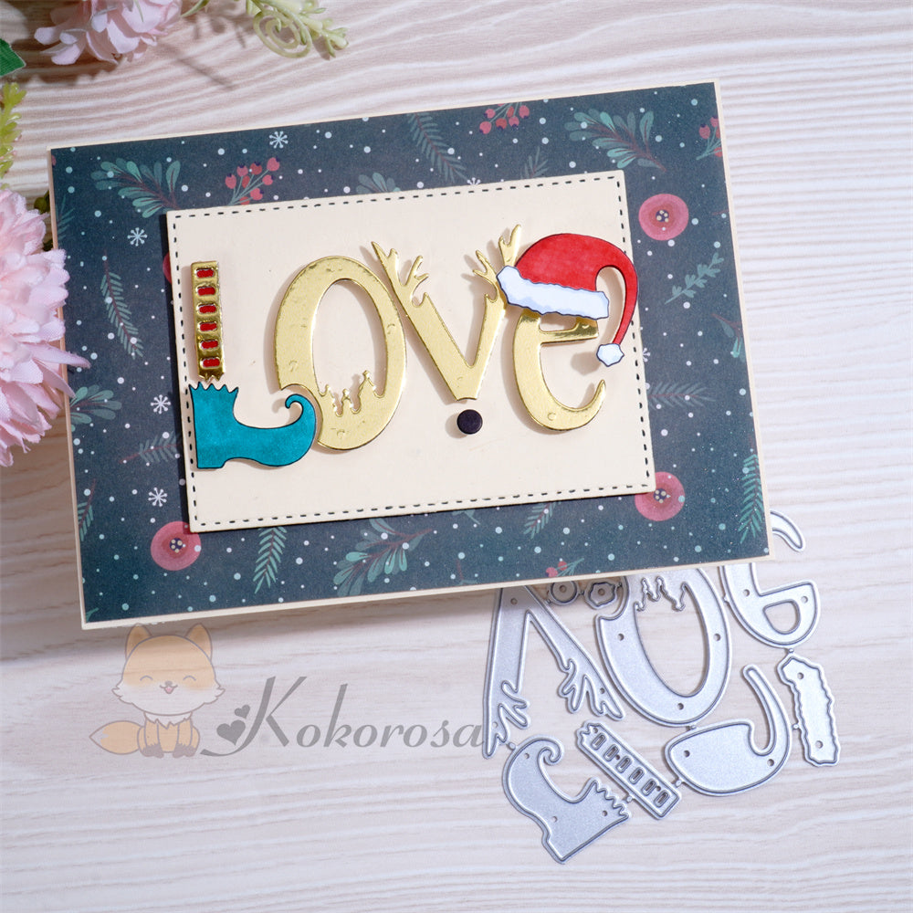 Kokorosa Metal Cutting Dies with Elf Love Word