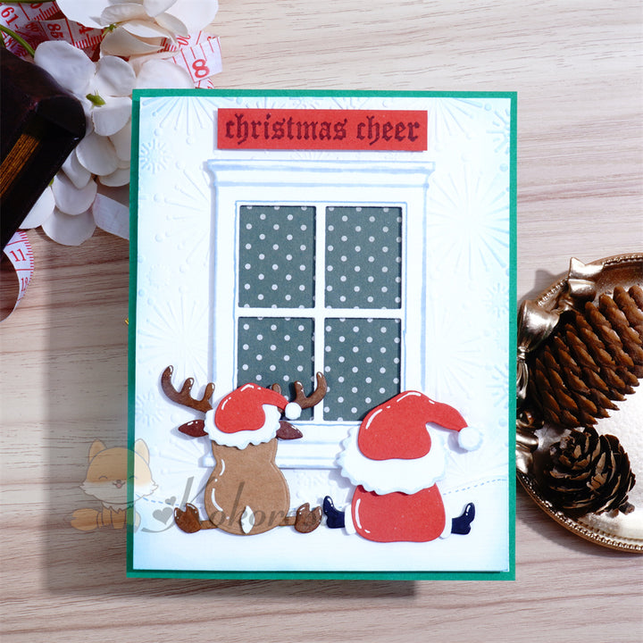 Kokorosa Metal Cutting Dies with Elk and Santa Claus in front of Window