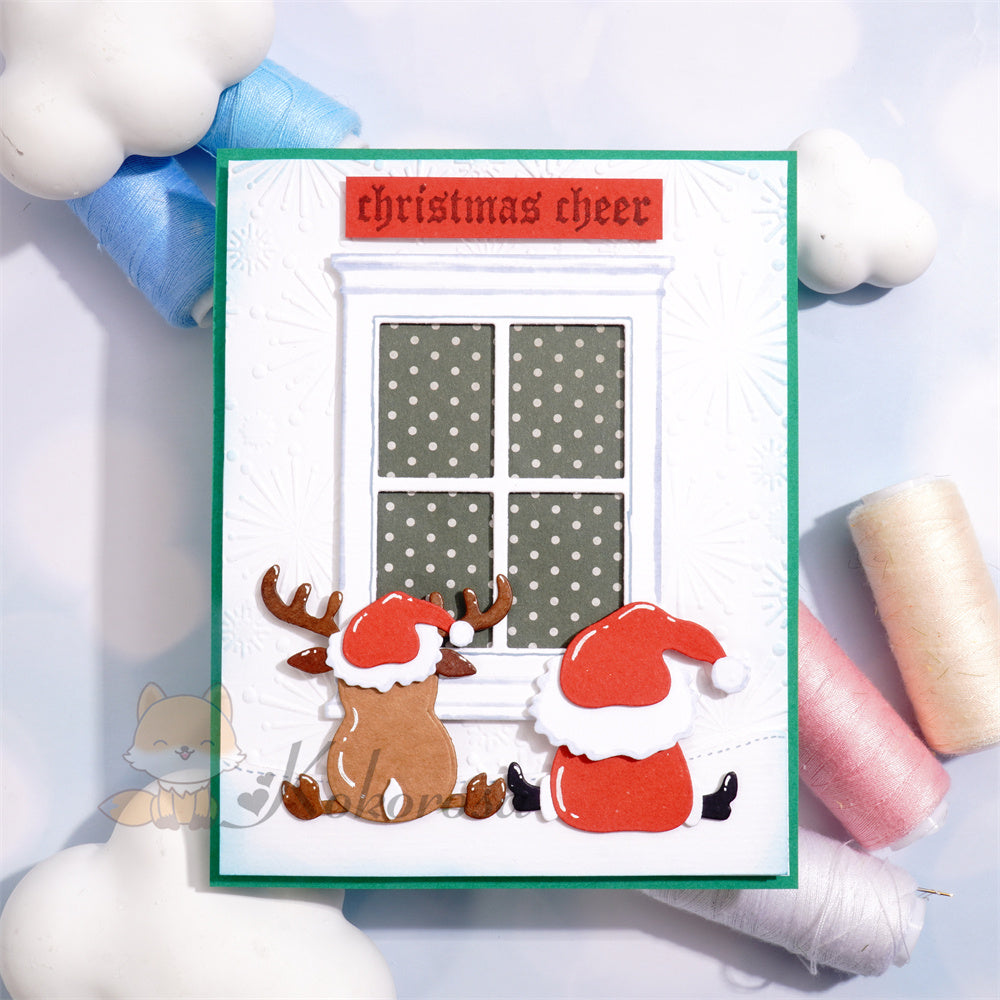 Kokorosa Metal Cutting Dies with Elk and Santa Claus in front of Window