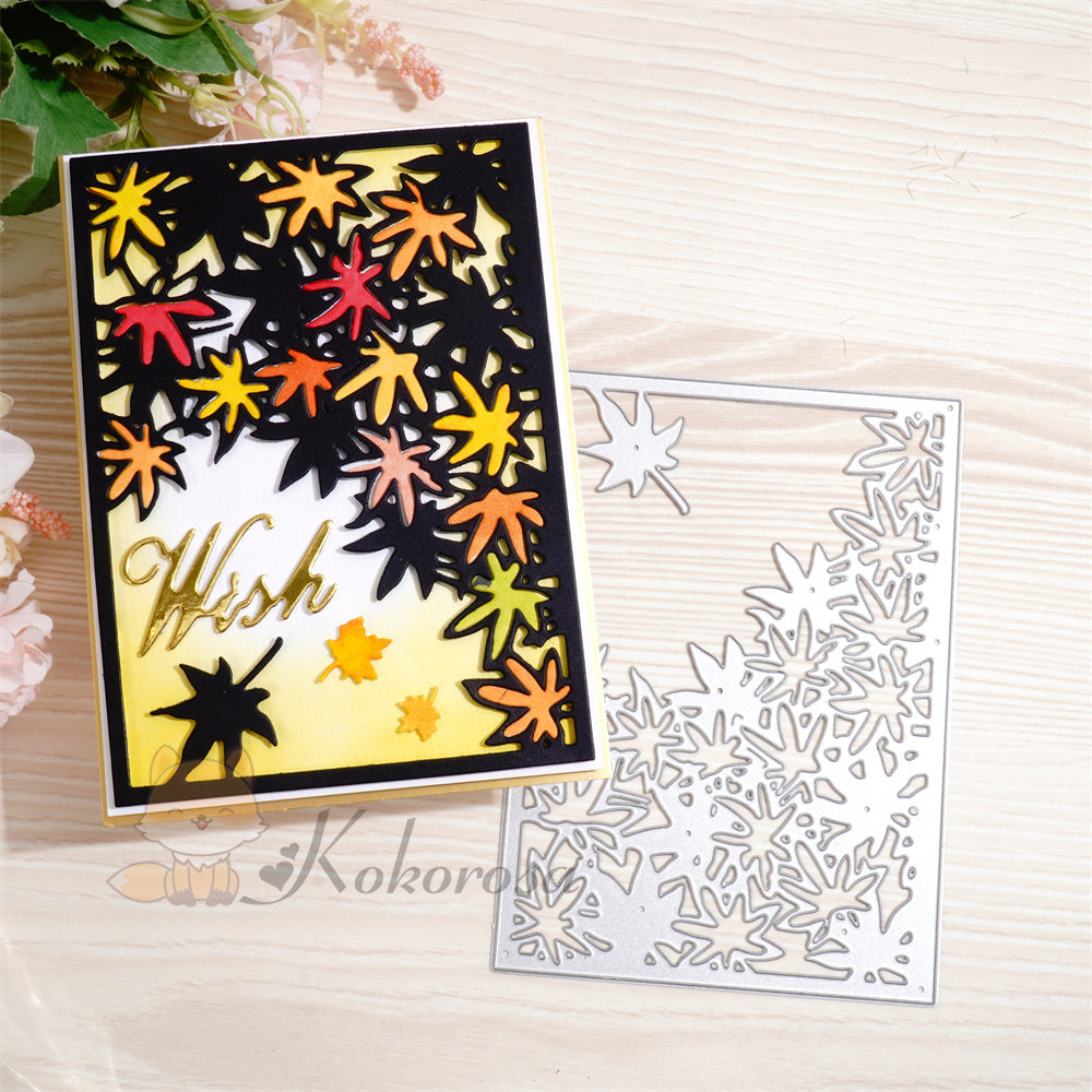 Kokorosa Metal Cutting Dies with Fallen Leaves Background Board