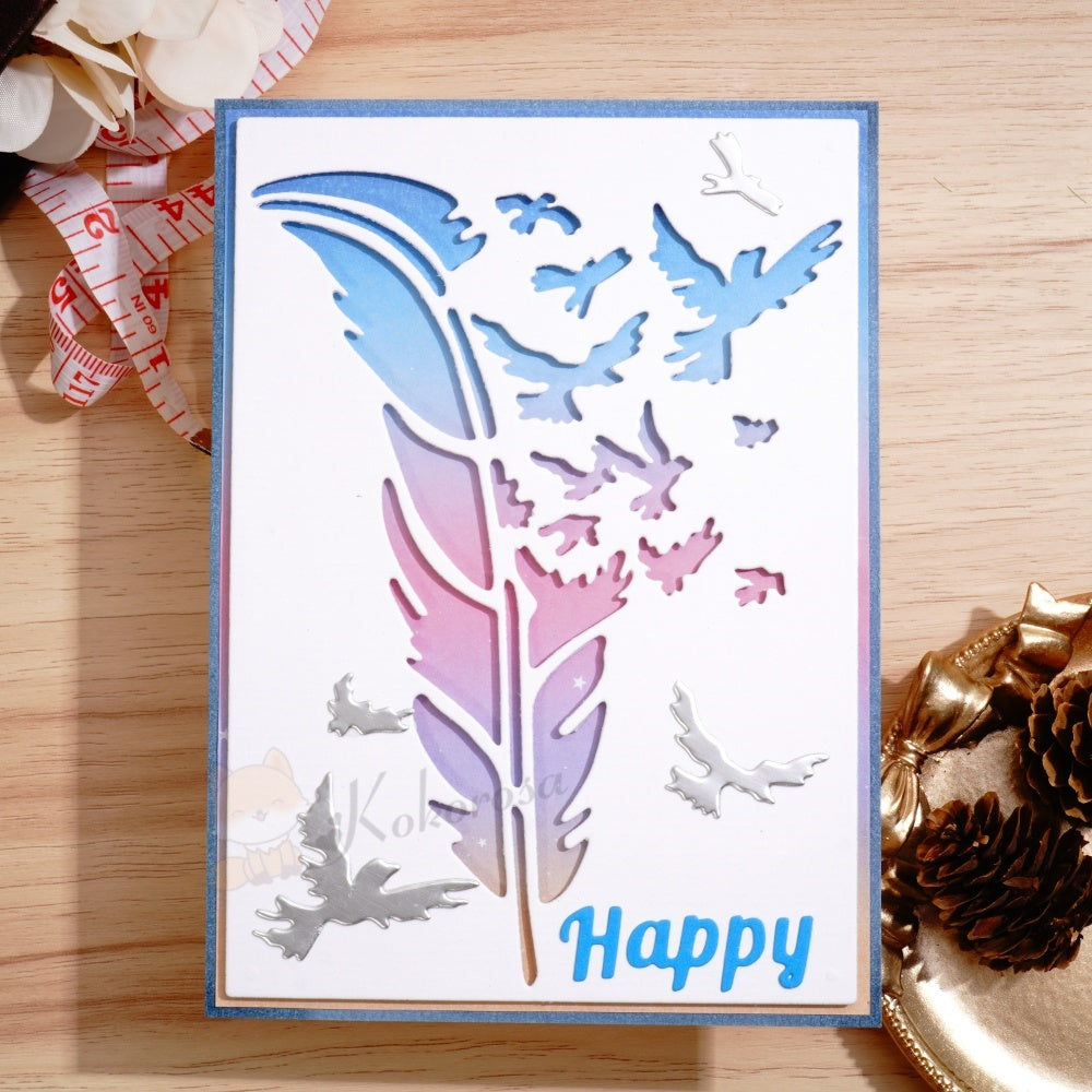 Kokorosa Metal Cutting Dies with Feather Become Birds Background Board