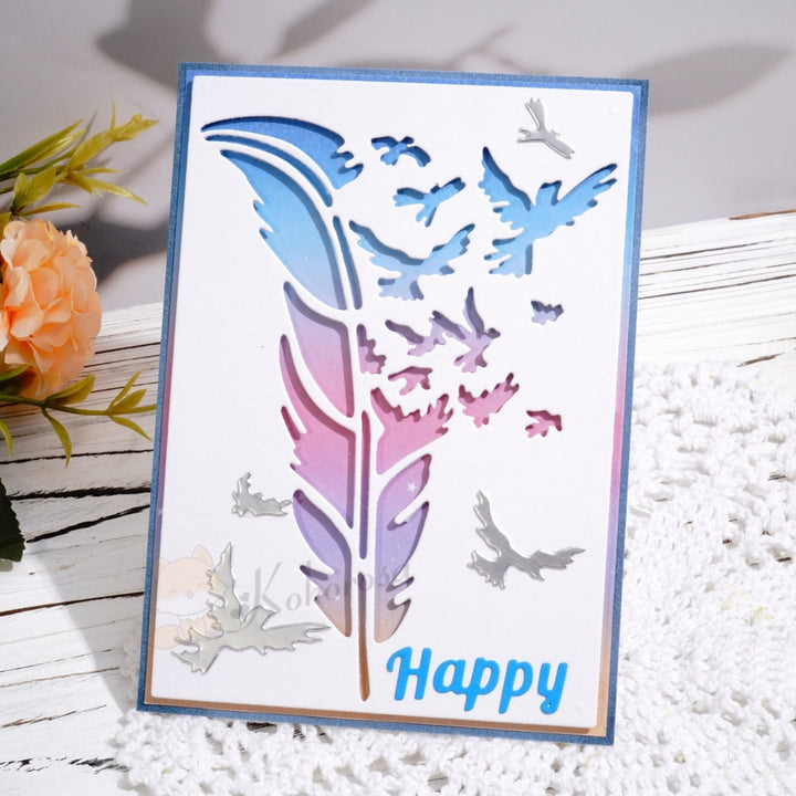 Kokorosa Metal Cutting Dies with Feather Become Birds Background Board