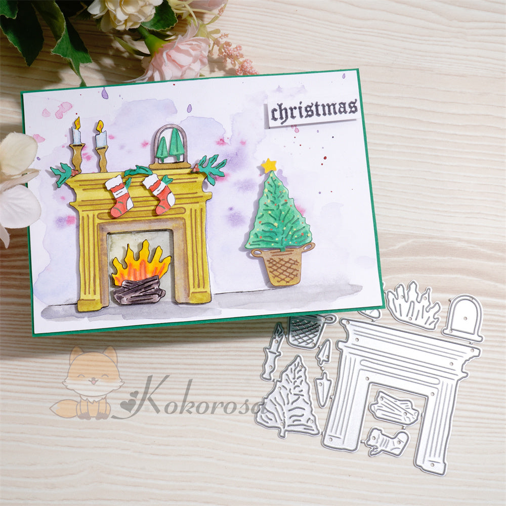 Kokorosa Metal Cutting Dies with Fireplace and Christmas Decoration