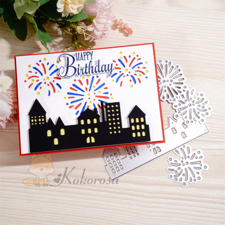 Kokorosa Metal Cutting Dies with Fireworks City Night Scene