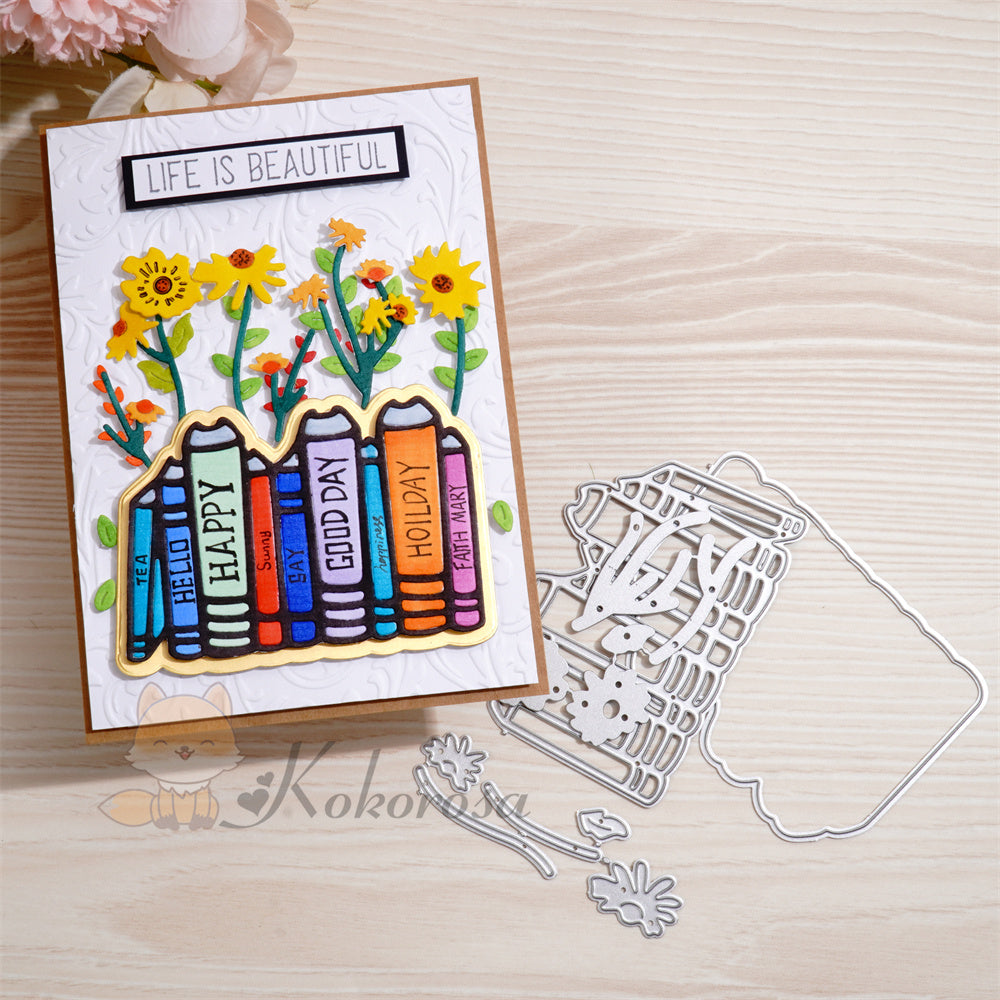 Kokorosa Metal Cutting Dies with Flowers and Books