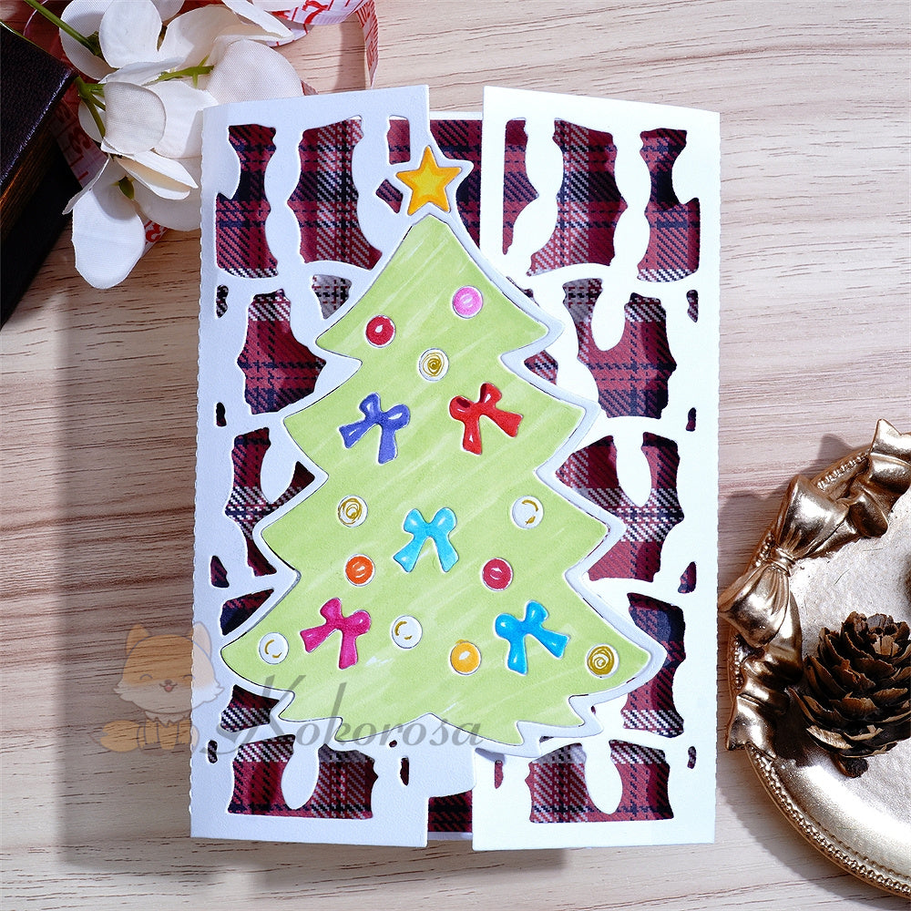 Kokorosa Metal Cutting Dies with Foldable Christmas Tree Background