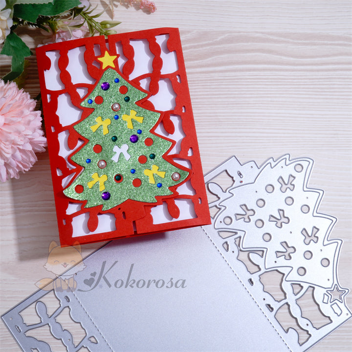 Kokorosa Metal Cutting Dies with Foldable Christmas Tree Background