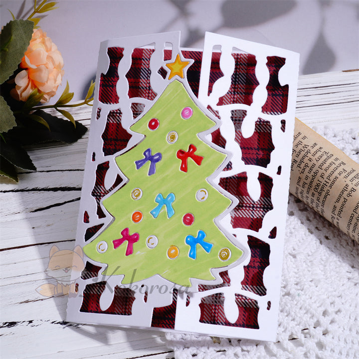 Kokorosa Metal Cutting Dies with Foldable Christmas Tree Background