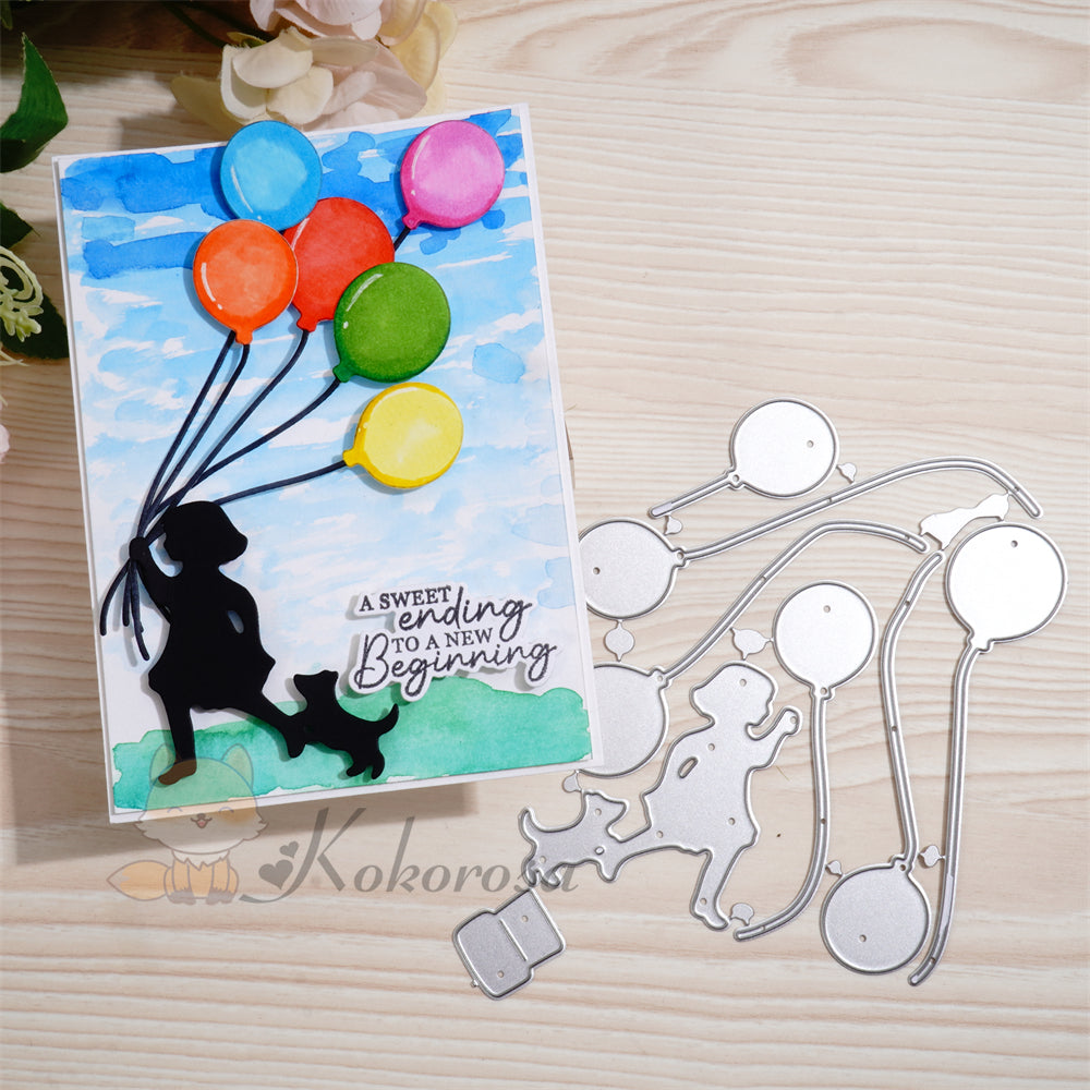 Kokorosa Metal Cutting Dies with Girl Dog and Balloons