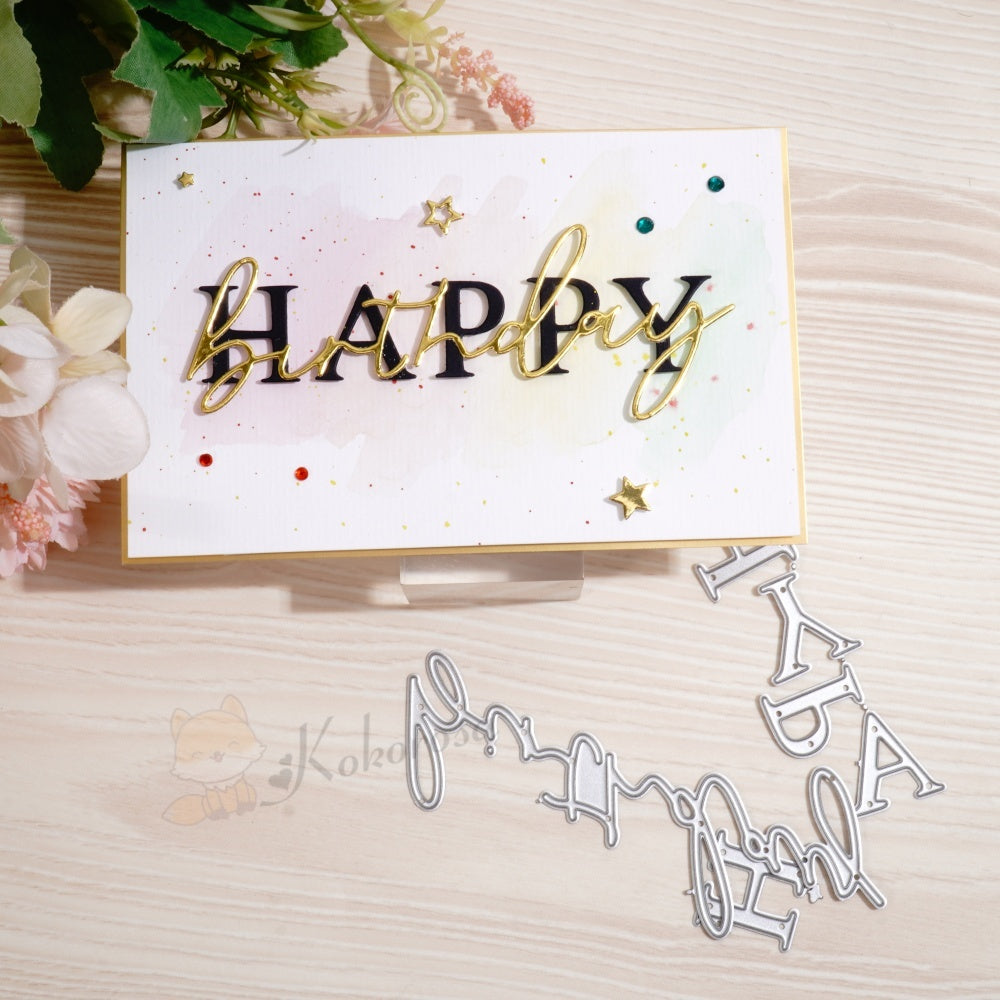 Kokorosa Metal Cutting Dies with Happy Birthday Word