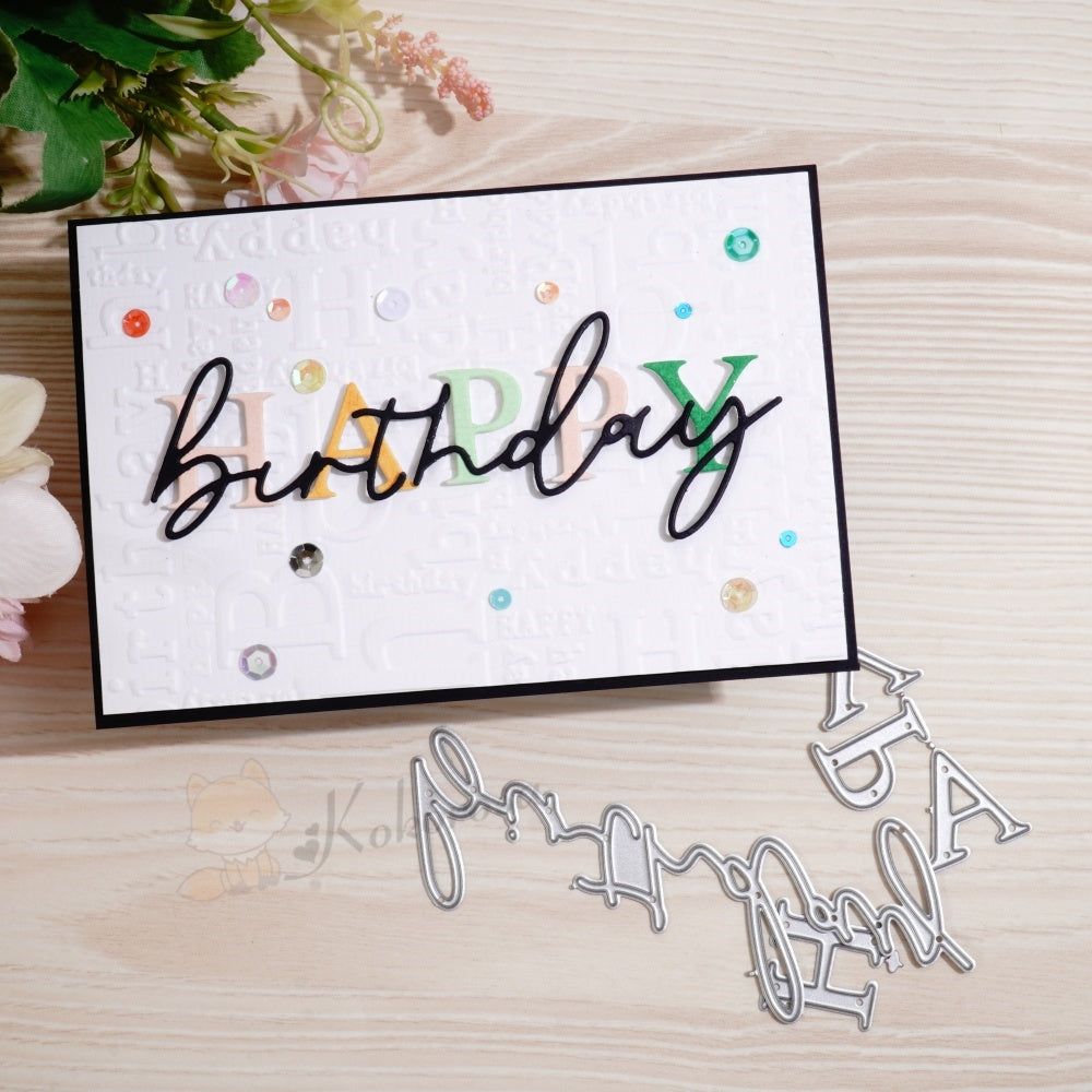 Kokorosa Metal Cutting Dies with Happy Birthday Word