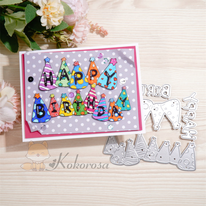 Kokorosa Metal Cutting Dies with ’Happy Birthday‘ Word Hats