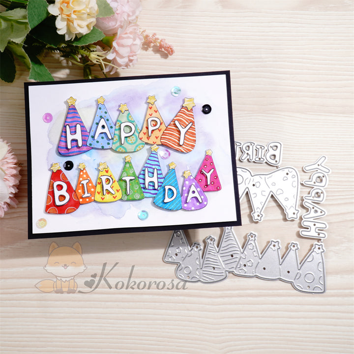 Kokorosa Metal Cutting Dies with ’Happy Birthday‘ Word Hats