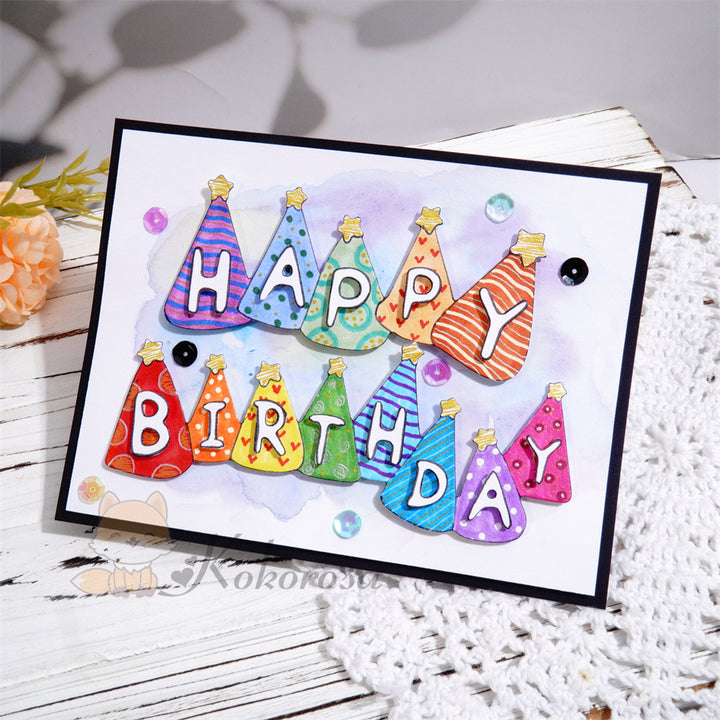 Kokorosa Metal Cutting Dies with ’Happy Birthday‘ Word Hats