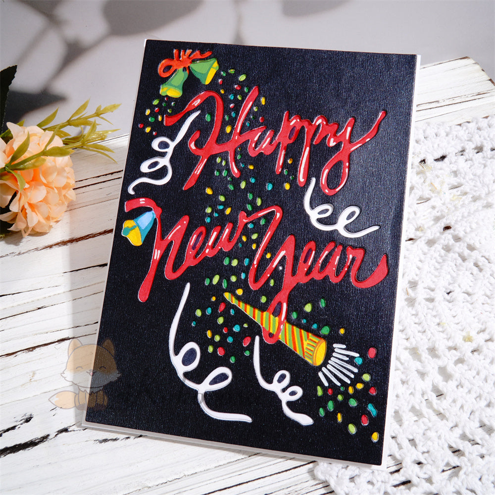 Kokorosa Metal Cutting Dies with Happy New Year Background Board