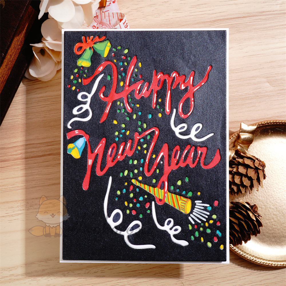 Kokorosa Metal Cutting Dies with Happy New Year Background Board