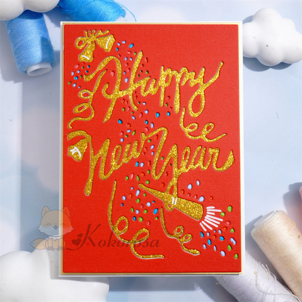 Kokorosa Metal Cutting Dies with Happy New Year Background Board