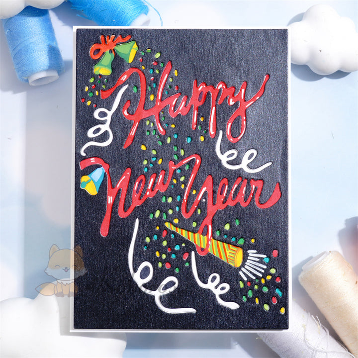 Kokorosa Metal Cutting Dies with Happy New Year Background Board