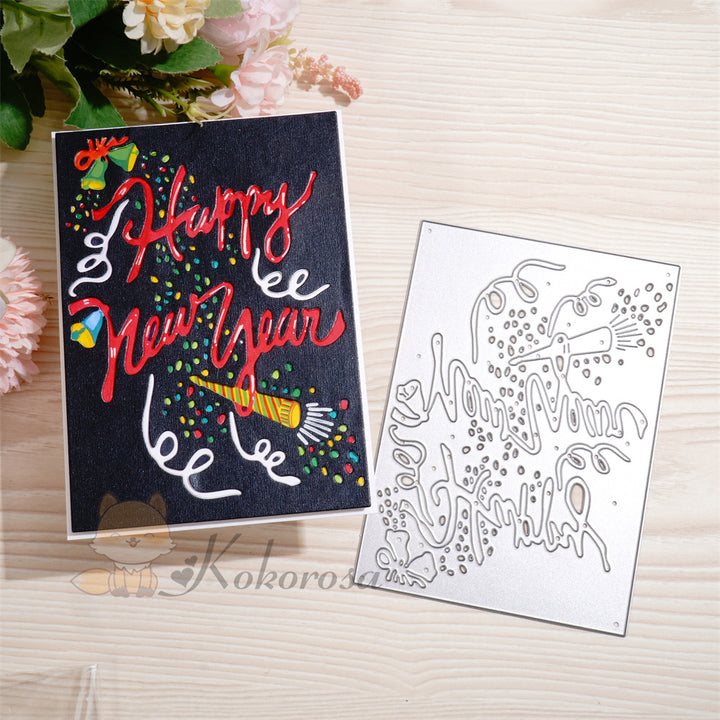 Kokorosa Metal Cutting Dies with Happy New Year Background Board