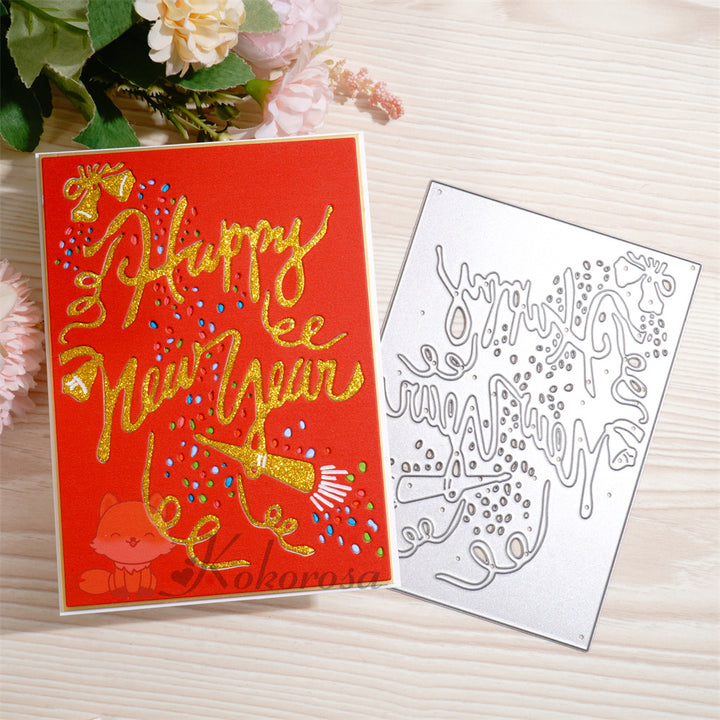 Kokorosa Metal Cutting Dies with Happy New Year Background Board