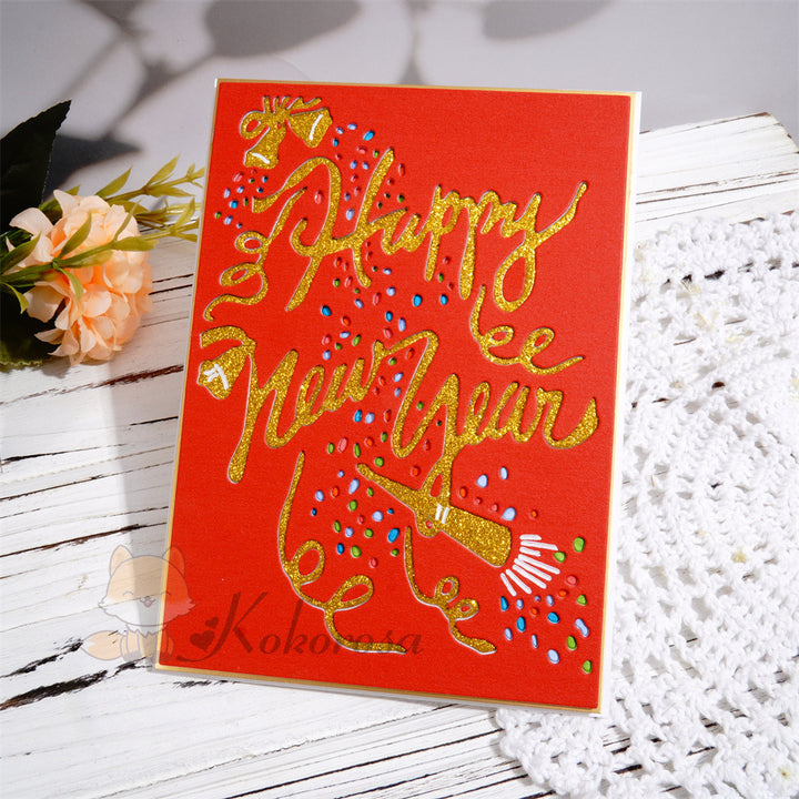 Kokorosa Metal Cutting Dies with Happy New Year Background Board