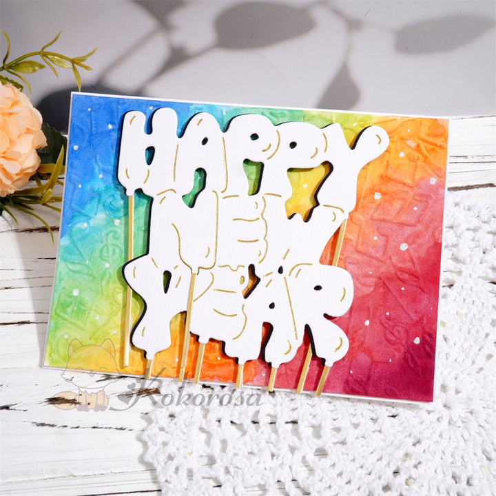 Kokorosa Metal Cutting Dies with Happy New Year Balloon